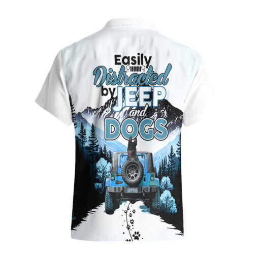 Chemise hawaïenne chiens Jeep à bord facilement distrait – Image 3