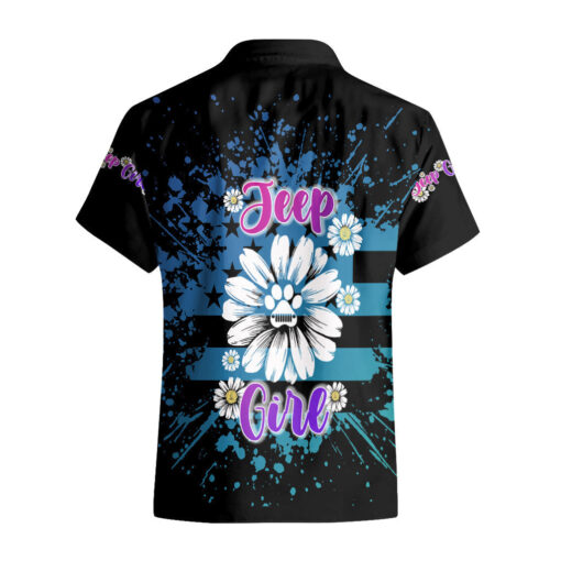Chemise hawaïenne Jeep fleurs une fille et son chien – Image 2