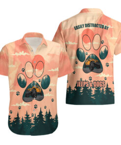Chemise hawaïenne fille Jeep distraite par les Jeeps et les chiens