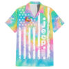 Chemise hawaïenne fille Jeep drapeau américain tie-dye lèvres