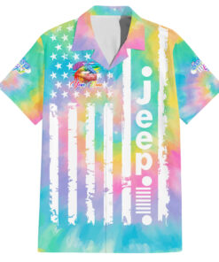 Chemise hawaïenne fille Jeep drapeau américain tie-dye lèvres