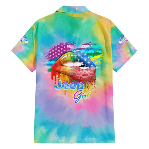 Chemise hawaïenne fille Jeep drapeau américain tie-dye lèvres – Image 2