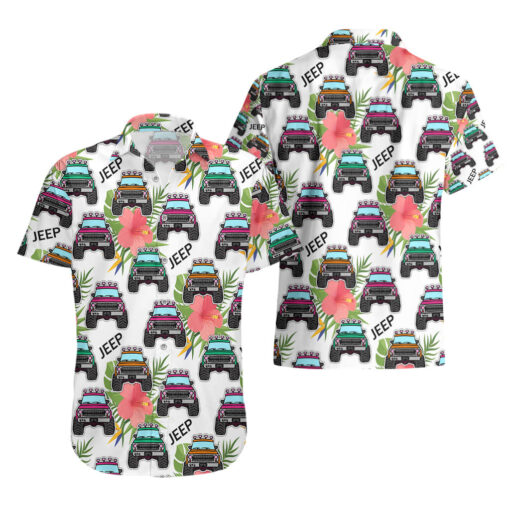 Chemise hawaïenne Jeep Hawaii fleurs d’hibiscus mix – Image 3