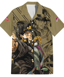 Chemise hawaïenne Jotaro Kujo JoJo’s Bizarre Adventure esquisse noire Mix