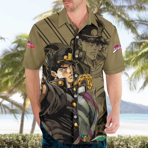 Chemise hawaïenne Jotaro Kujo JoJo’s Bizarre Adventure esquisse noire Mix – Image 3