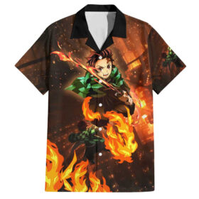 Chemise hawaïenne Tanjiro Kamado Château Infini Demon Slayer