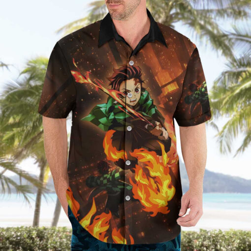 Chemise hawaïenne Tanjiro Kamado Château Infini Demon Slayer – Image 3