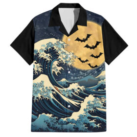 Chemise hawaïenne Vague de Kanagawa Halloween Japon