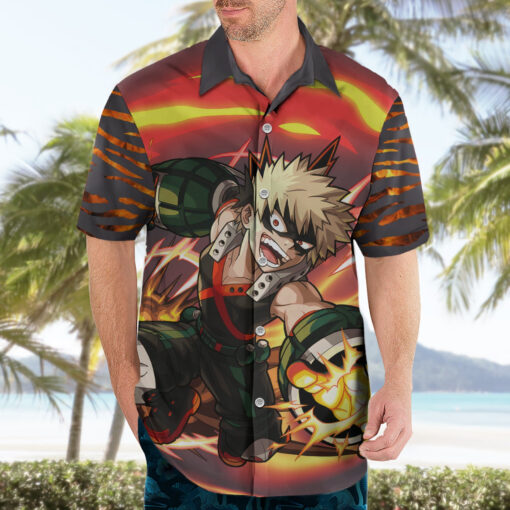 Chemise hawaïenne Katsuki Bakugo My Hero Academia Dynamight Anime – Image 3