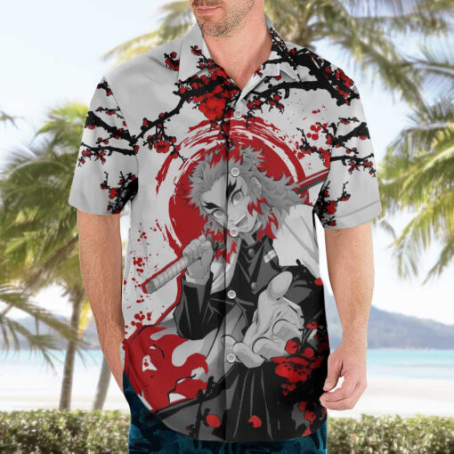 Chemise hawaïenne Kyojuro Rengoku Demon Slayer Japon Anime – Image 3