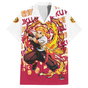 Chemise hawaïenne Kyojuro Rengoku Demon Slayer motif mix