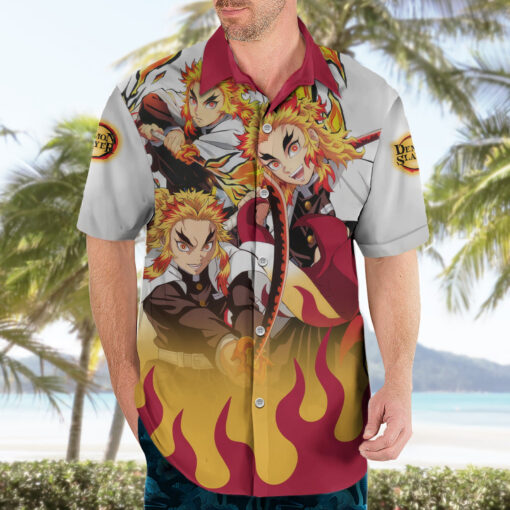 Chemise hawaïenne Kyojuro Rengoku Pilier de la flamme Anime – Image 3
