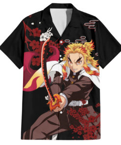 Chemise hawaïenne Kyojuro Rengoku style japonais