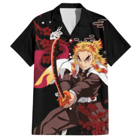 Chemise hawaïenne Kyojuro Rengoku style japonais