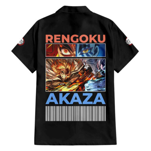 Chemise hawaïenne Kyojuro Rengoku vs Akaza Demon Slayer Anime – Image 2