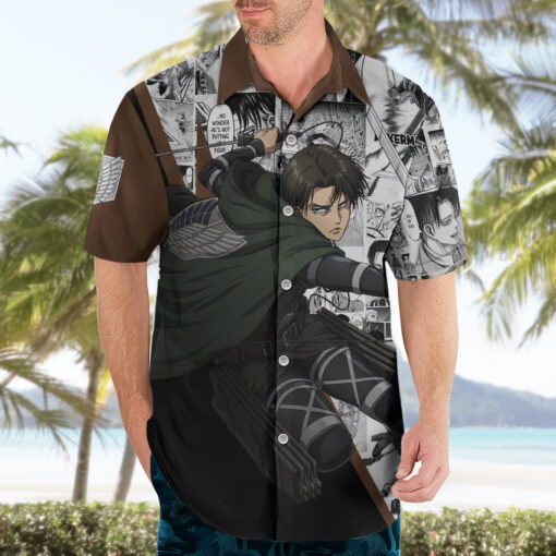 Chemise hawaïenne Levi Ackerman style manga – Image 3