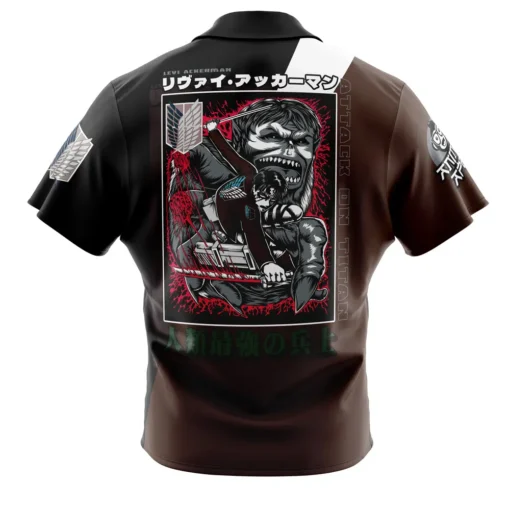 Chemise hawaïenne Levi Ackerman x Beast Titan L’Attaque des Titans – Image 2
