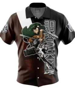 Chemise hawaïenne Levi Ackerman x Beast Titan L’Attaque des Titans