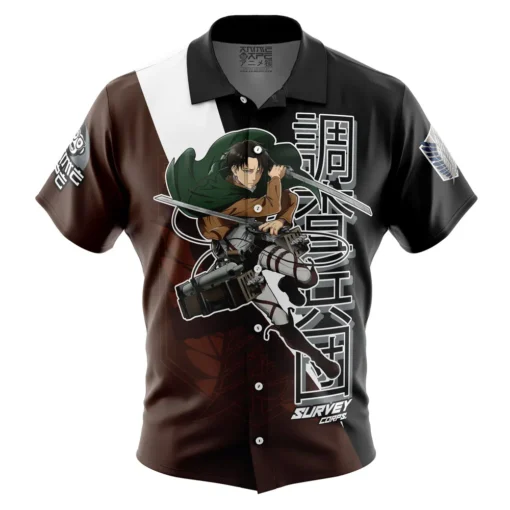 Chemise hawaïenne Levi Ackerman x Beast Titan L’Attaque des Titans