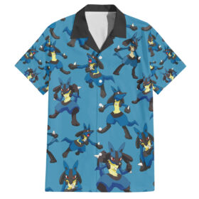 Chemise hawaïenne motif Lucario style pixel