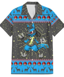 Chemise hawaïenne Lucario Pokémon pixel Noël