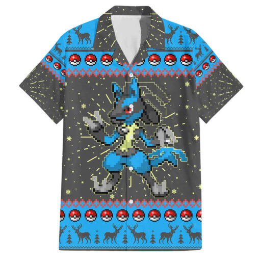 Chemise hawaïenne Lucario Pokémon pixel Noël