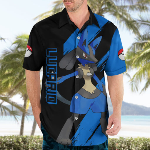 Chemise hawaïenne Lucario forme Méga évolution Mix – Image 3