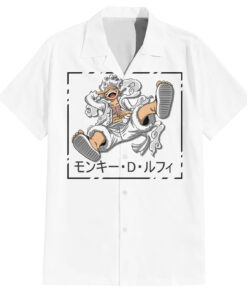 Chemise hawaïenne Luffy Gear 5 cheveux blancs style urbain