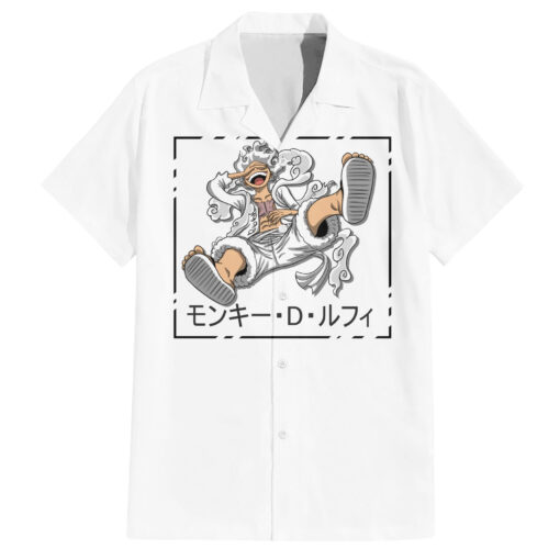 Chemise hawaïenne Luffy Gear 5 cheveux blancs style urbain