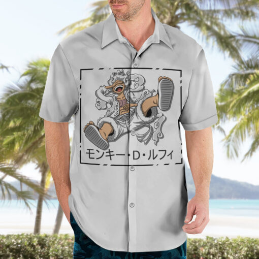 Chemise hawaïenne Luffy Gear 5 cheveux blancs style urbain – Image 3