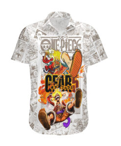 Chemise hawaïenne Luffy Gear 5 vignettes manga TS07
