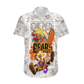 Chemise hawaïenne Luffy Gear 5 vignettes manga TS07