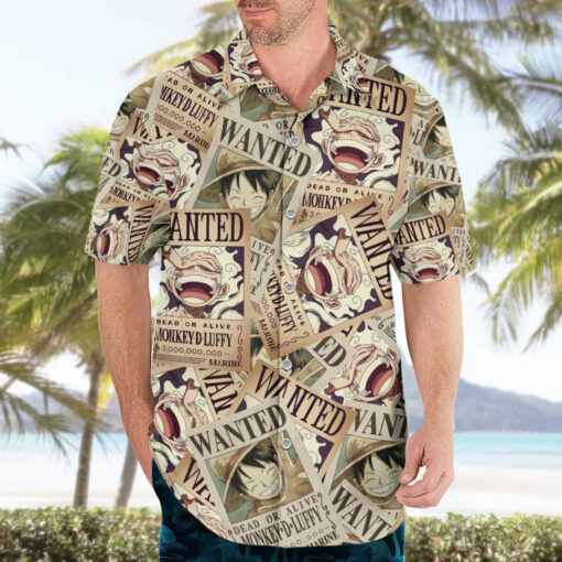 Chemise hawaïenne Luffy avis de recherche One Piece Anime – Image 3