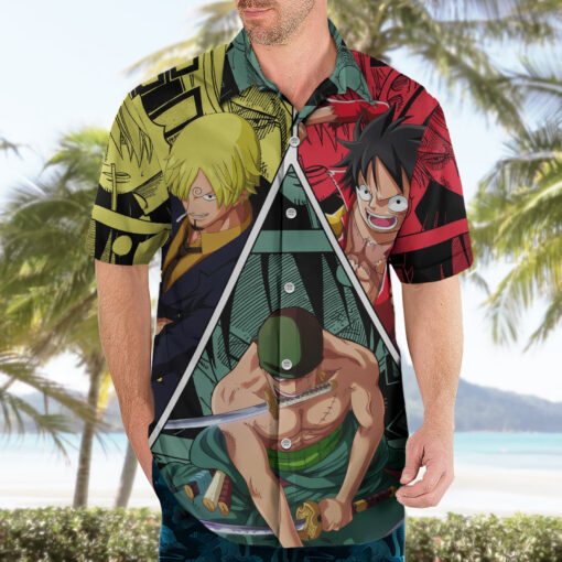 Chemise hawaïenne Luffy Sanji Zoro One Piece Anime – Image 3