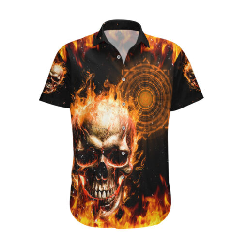 Chemise hawaïenne Crâne feu magique citation démon – Image 2