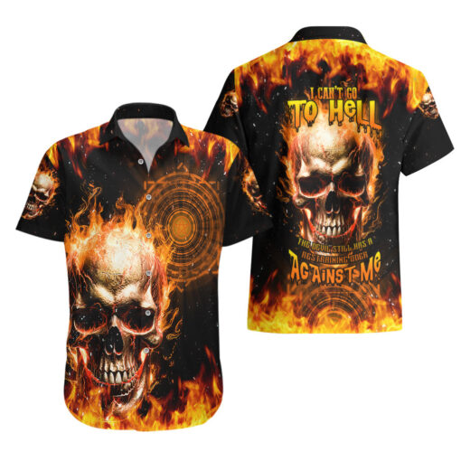 Chemise hawaïenne Crâne feu magique citation démon – Image 3