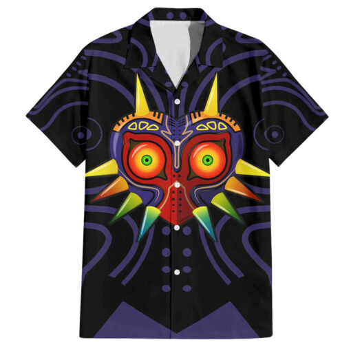Chemise hawaïenne Masque de Majora Zelda style abstrait