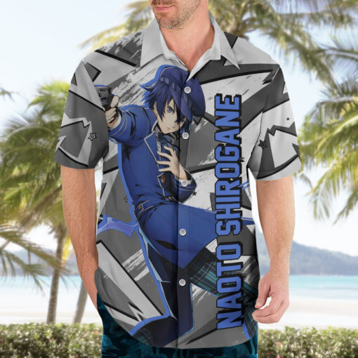 Chemise hawaïenne Naoto Shirogane Persona Anime Mix Polygon Cyber – Image 3