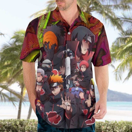 Chemise hawaïenne Naruto Néon Akatsuki Anime Mix Trippy – Image 3