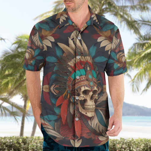 Chemise hawaïenne Crâne Amérindien Esprit de Liberté – Image 3