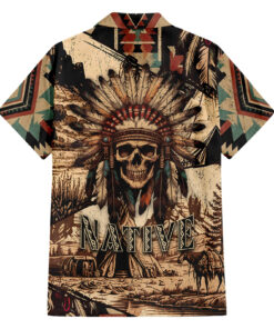 Chemise hawaïenne Crâne Amérindien Tribal