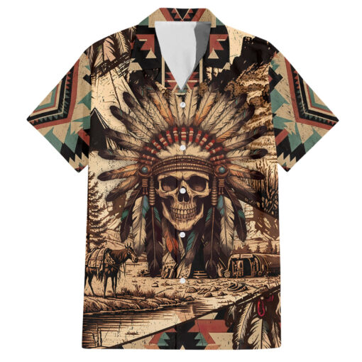 Chemise hawaïenne Crâne Amérindien Tribal – Image 2