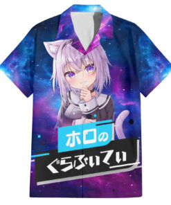 Chemise hawaïenne Nekomata Okayu HoloLive Galaxie