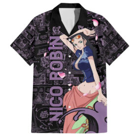 Chemise hawaïenne Nico Robin One Piece Anime Manga Mix Pattern