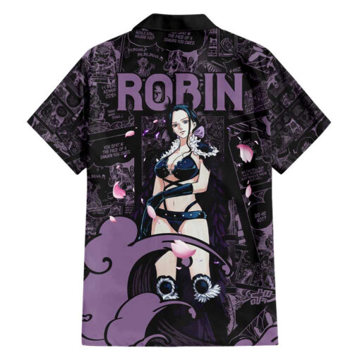 Chemise hawaïenne Nico Robin One Piece Anime Manga Mix Pattern – Image 2