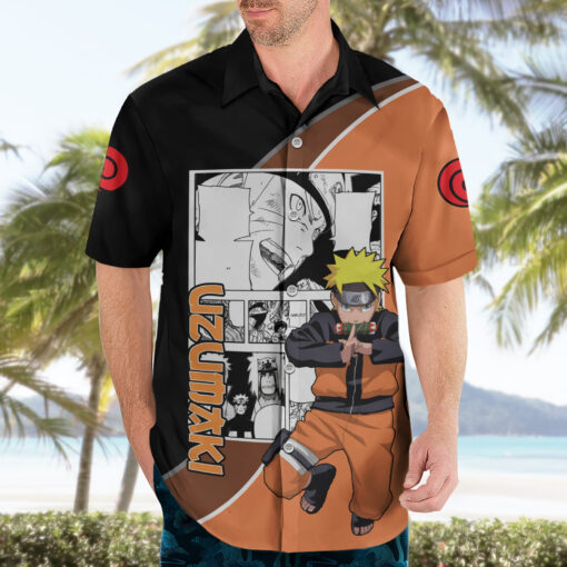 Chemise hawaïenne Naruto Uzumaki NRT Anime Manga Mix – Image 3