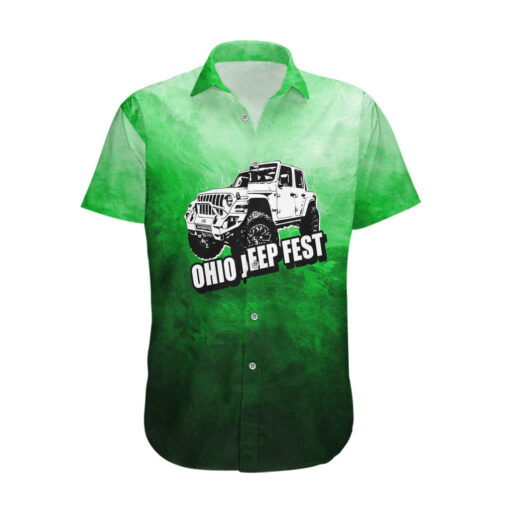 Chemise hawaïenne Ohio Jeep Fest style vert – Image 2