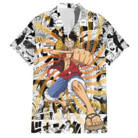 Chemise hawaïenne One Piece force flamboyante Luffy Anime Manga Mix
