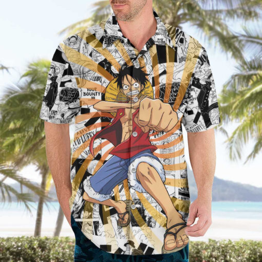 Chemise hawaïenne One Piece force flamboyante Luffy Anime Manga Mix – Image 3
