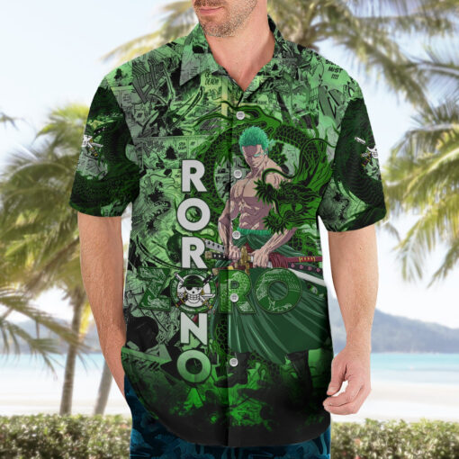 Chemise hawaïenne One Piece Roronoa Zoro tornade de dragon style – Image 3